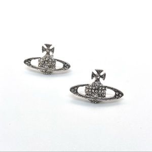 Silver Saturn Stud Earrings